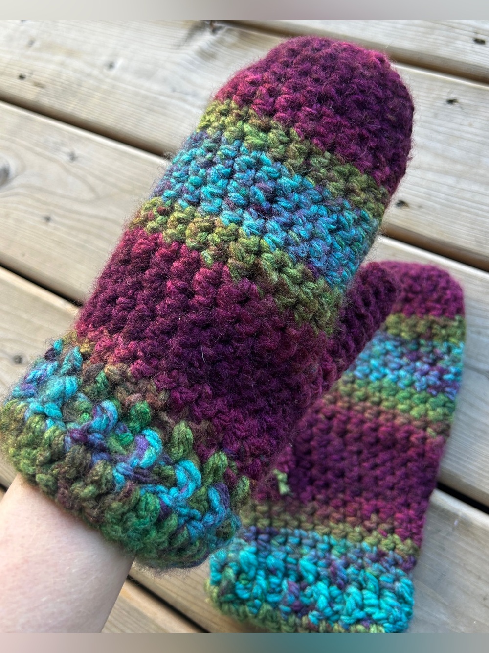 Handmade Chunky Wool Warm Knitted Mittens, Adult Size, New